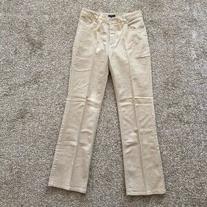 Texbasic Women's High Rise Bootcut Beige Pants Straight Leg Size L